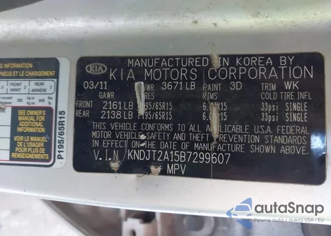 2011 Kia Soul z USA, uszkodzony, nr VIN KNDJT2A15B7299607